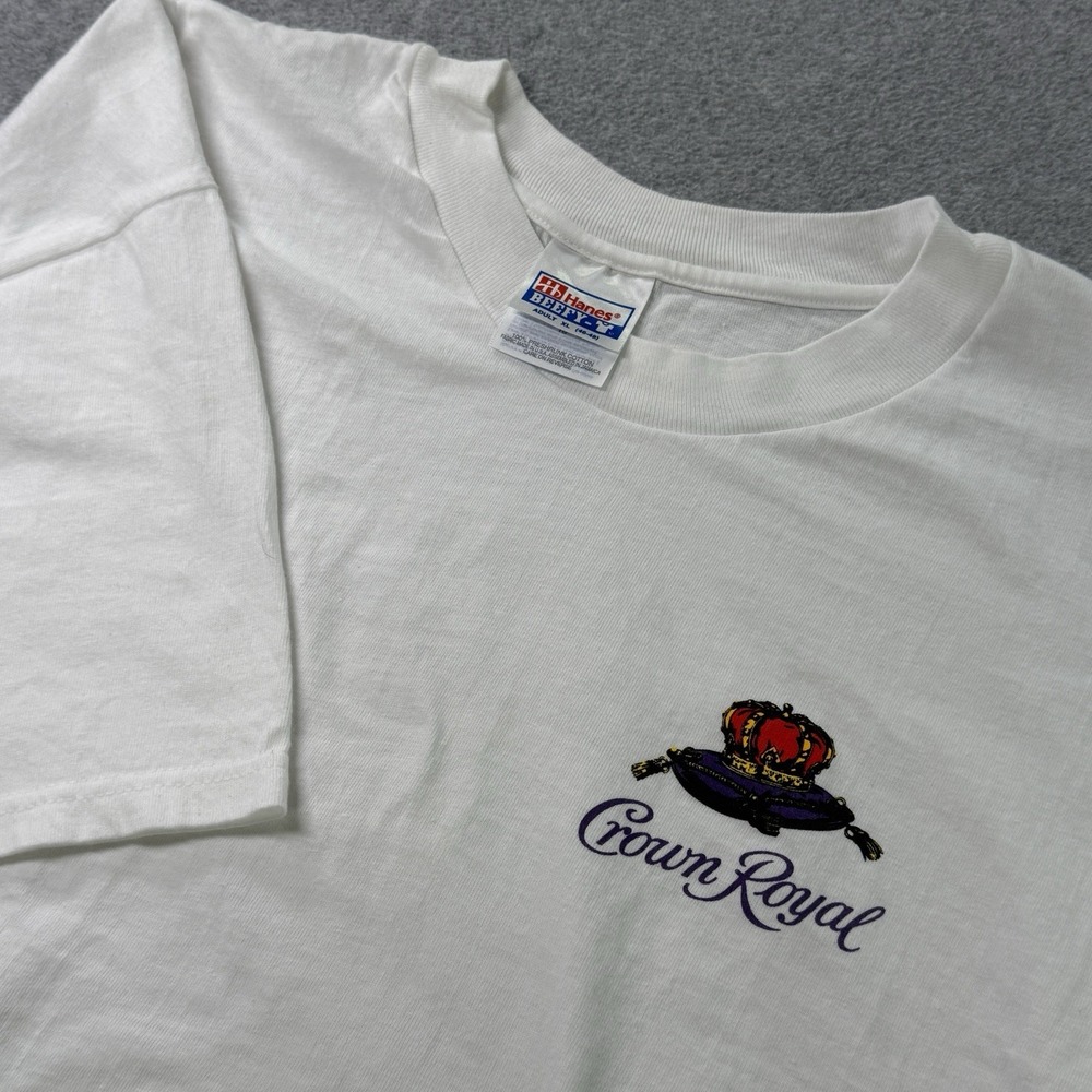 Vintage 90s Crown Royal T-Shirt The Legendary Import Liquor Promo Hanes Beefy